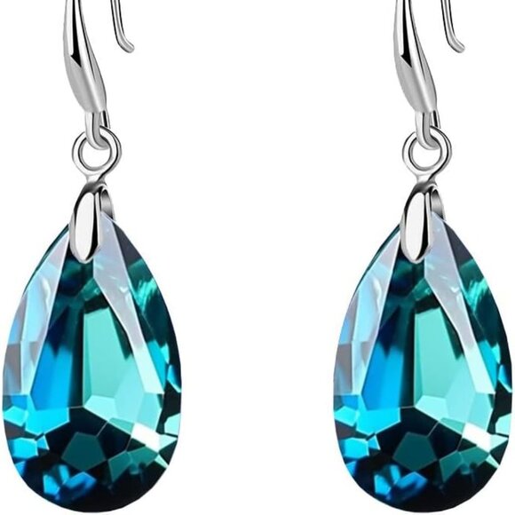 Jewelry - Austrian Crystal Earrings Dangle Brass 14K Gold Plated For Women Gift